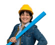 female engineer at work studio isolated