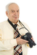 press photographer, paparazzi, isolated on white background
