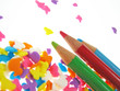 Close up crayons on candies
