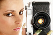 Sexy girl with old photo camera. Focus point on the camera. Sexy girl with old photo camera. Focus point on the camera.