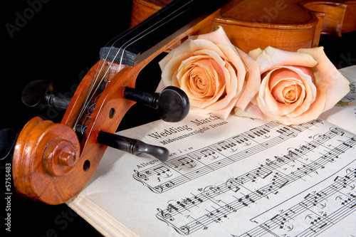 Royalty Free Wedding Music on Sheet Music Of The Wedding March  With Roses And Violin    Anyka