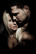 young couple in love, studio dark