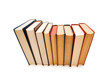 Row of books isolated on the white background