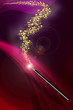 Magic Wand on dark red background with stars