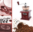 Coffee with coffee grinder and beans