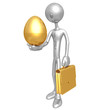 Businessman Holding A Golden Nest Egg