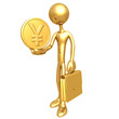 Businessman Holding Yen Coin