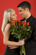 Young couple in happy hug. 