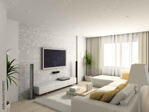 Modern Furniture Gallery on Photo  Living Room With The Modern Furniture  3d Render     George