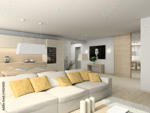Contemporary Furniture on Foto  Living Room With The Modern Furniture  3d Render     George