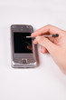 smartphone with businesswoman's hand ready to plan a meeting smartphone with businesswoman's hand ready to plan a meeting