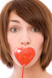 Photo en ligne au meilleur prix beautiful girl with heart shape on white background
