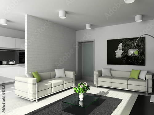  Contemporary Furniture on Photo  Living Room With The Modern Furniture  3d Render     George