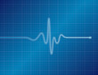 Single pulse blue medical EKG (ECG) graph
