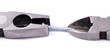 Pliers and a cutter holding a screw on white background