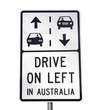 Drive on left in Australia sign, Great Ocean Road, Victoria