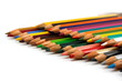 Assortment of coloured pencilson white background