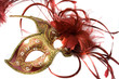 Venetian mask red with gold, isolated on white Venetian mask red with gold, isolated on white
