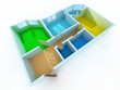 Schematic three-dimensional model of an apartment