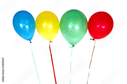 Foto: Colorful balloons with ribbon isolated on white background Colorful balloons with ribbon isolated on white background
