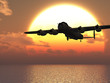 Lancaster heavy bomber sunset Illustration