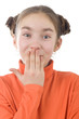 Surprised little girl, isolate on white