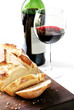Red wine with fresh sliced sourdough bread