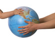 Globe in baby's hands. Globe in baby's hands.