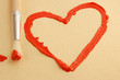 Painted red heart with brush. 