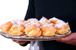 Serving delicious cakes on a plate