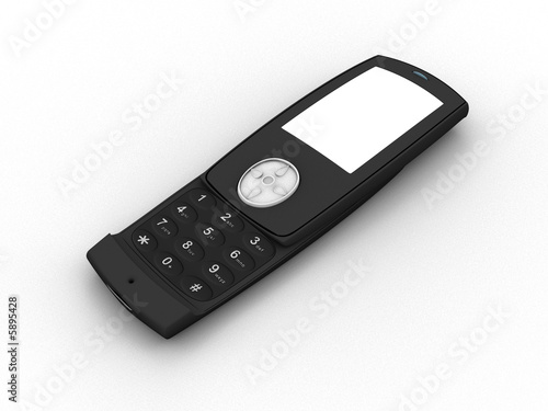 telephone mobile coulissant 3D face droit ouvert noir