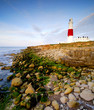 Portland Bill lighthouse at dawn taken from the cliff