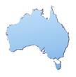 Australia map filled with light blue gradient