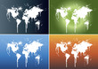 Illustrations of world maps splattered on four backgrounds Illustrations of world maps splattered on four backgrounds