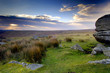 Beautiful sunrise at Combestone Tor Dartmoor South Devon