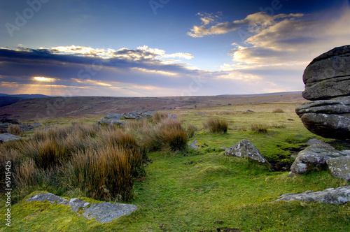 Photo: Beautiful sunrise at Combestone Tor Dartmoor South Devon Beautiful sunrise at Combestone Tor Dartmoor South Devon