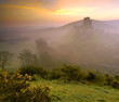 Early morning view of Corfe Castle