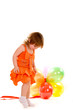 Foto: happy girl playing with colorful balloons happy girl playing with colorful balloons