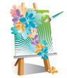orchids bloomed on canvas