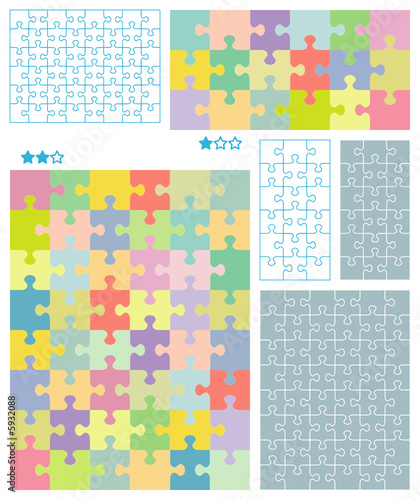 Jigsaw puzzle blank templates and pastel colors patterns