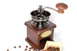 Coffee grinder with beans isolated on white Coffee grinder with beans isolated on white