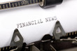 Typewriter close up shot, concept of Financial News