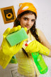 Young woman cleaning