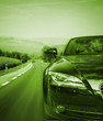 Black car on the highway Black car on the highway