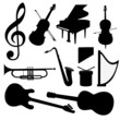 Vector MUSIC instuments - silhouette. 