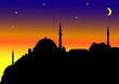 Islamic buildings with sunset