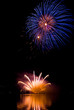 Summer colorful fireworks on dam