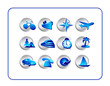 Travel Icon Set, Silver-Blue. Digital illustration. Travel Icon Set, Silver-Blue. Digital illustration.