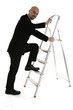 Business man climbing up the success ledder