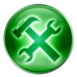Tools icon green, isolated on white background